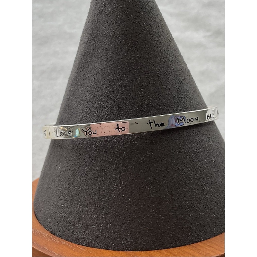 925 Sterling Silver Cuff Bracelet Engraved love you to the moon and Back